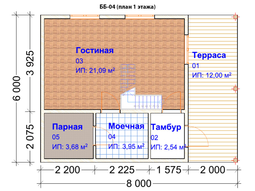 План бани 6 на 8