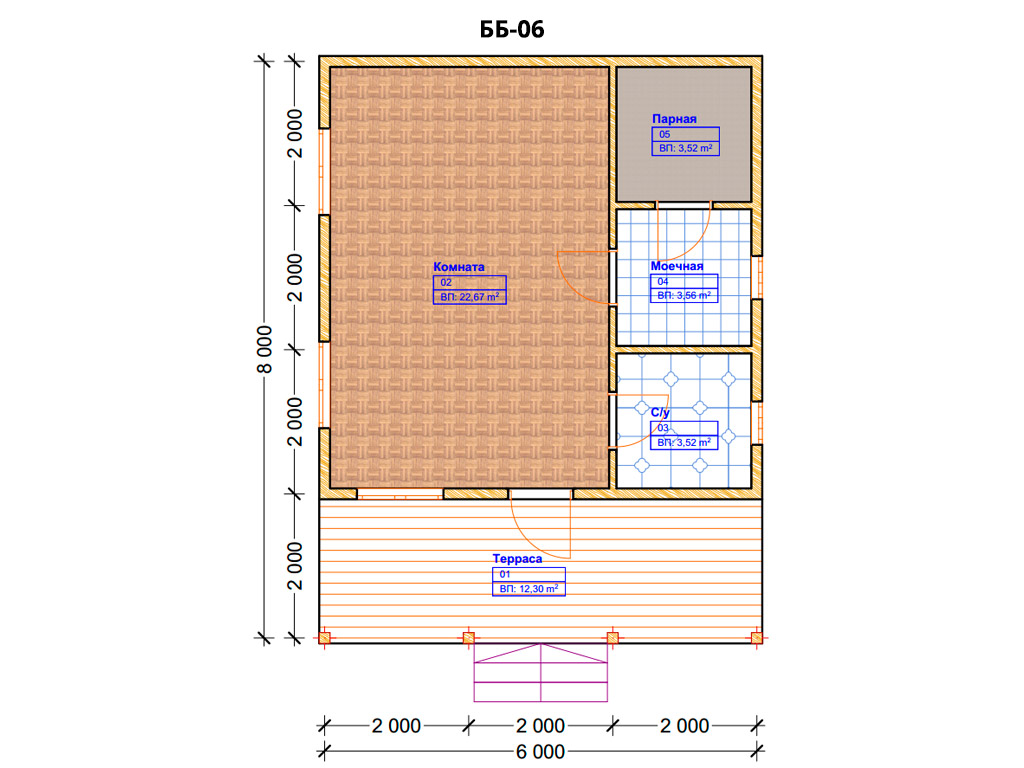 Бани проекты и планировка 6х8 с террасой