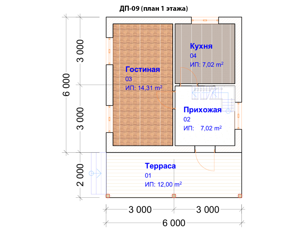 Проект дачного дома из пеноблоков 6х6 одноэтажный