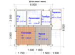 Проект дома 6х6м ДО-03 (план 1 этажа)