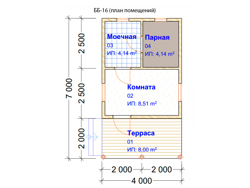 Проект бани 5 на 7