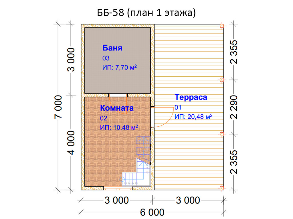 Баня с туалетом 6х6